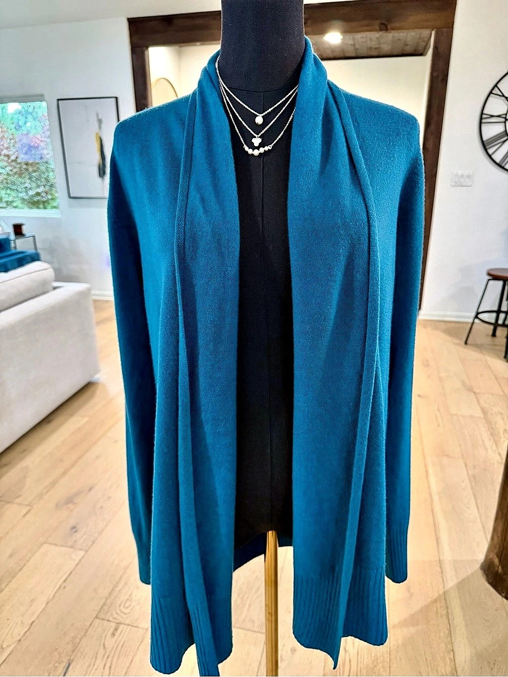 Croft & Barrow Open Front Cardigan in Blue Size Medium